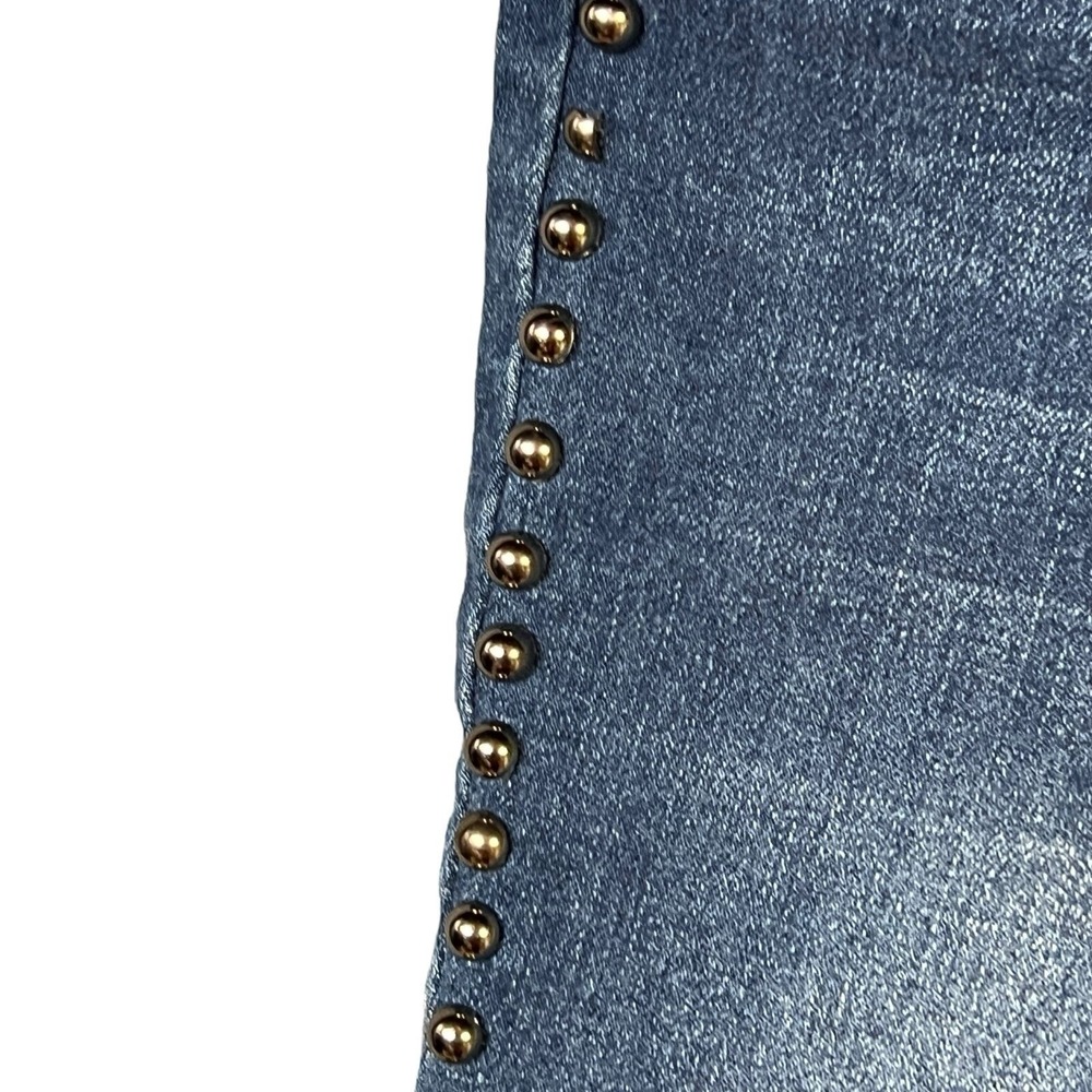 Oak And Poppy Shorts 2 Blue Bermuda Silver Studded‎ 5-Pocket Denim Edgy Casual - Picture 6 of 11